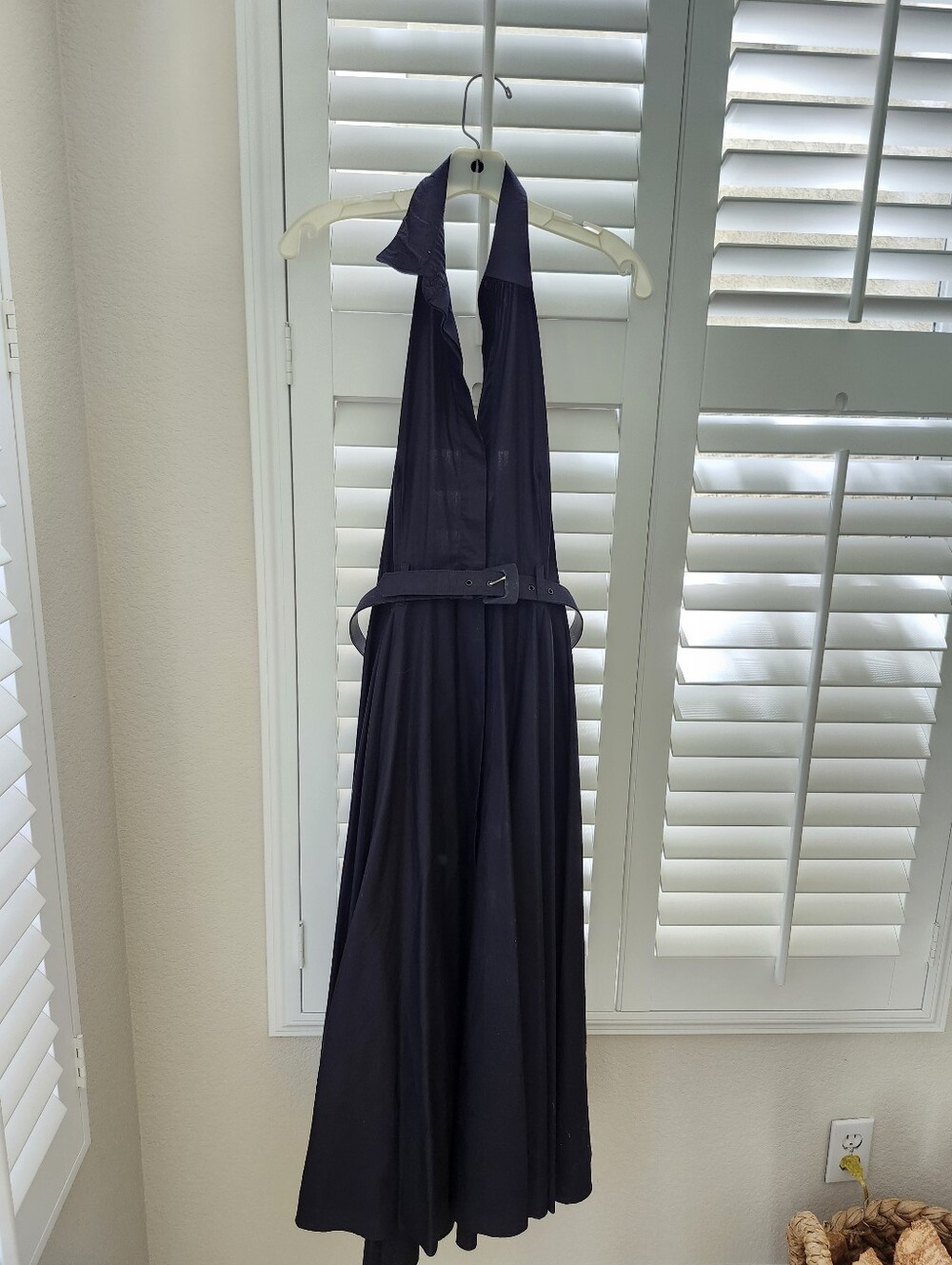 Norma Kamali Black Halter Maxi Dress with Belt